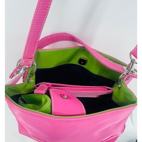 Tommy Hilfiger Purse Sz Med Spring Pink & Green Easy Clean Bonus Coin Purse NWT - Picture 9 of 11